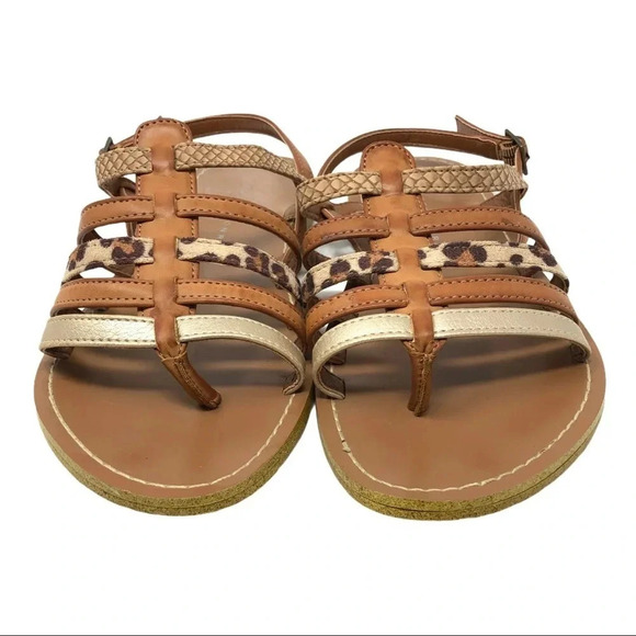 LAUREN CONRAD Tristan Multi Flat Boho Thong Animal Print Lattice Sandals - Picture 2 of 6